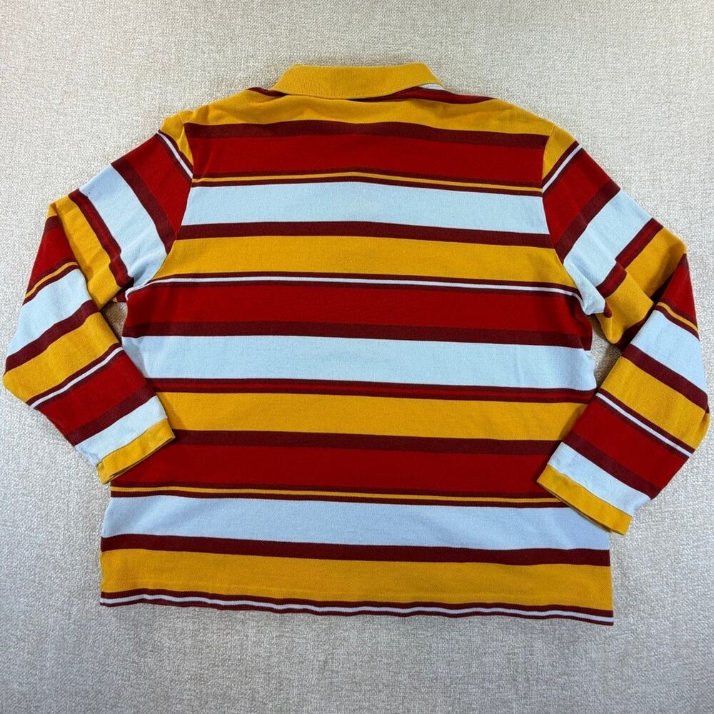 Lacoste Men 8 Orange Blue Striped Long Sleeve Preppy Polo Shirt Golf Casual - Picture 2 of 8